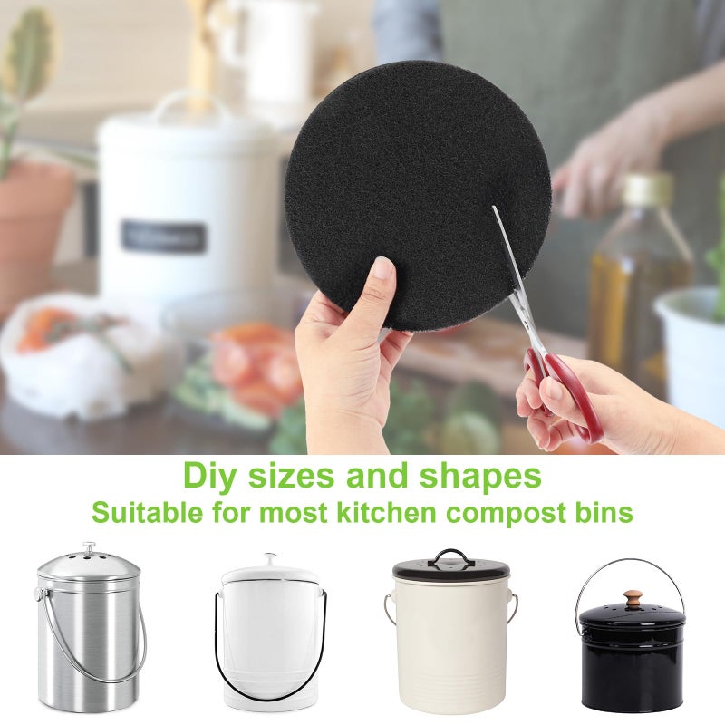 ddLUCK فلتر سلة النفايات الغذائية ddLUCK 6 عبوات، فلاتر كربون نشط دائرية، فلاتر فحم سميكة قابلة للاستبدال لإزالة الروائح لجميع دلو القمامة، سمك 1 سم - Image 3